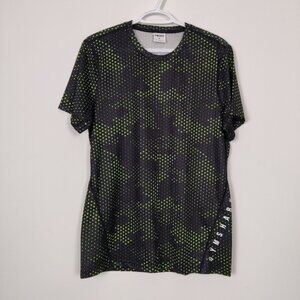 Gymshark Men's Sport T-shirt Fluo Lime Camouflage Print Size Medium Gym Fitness
